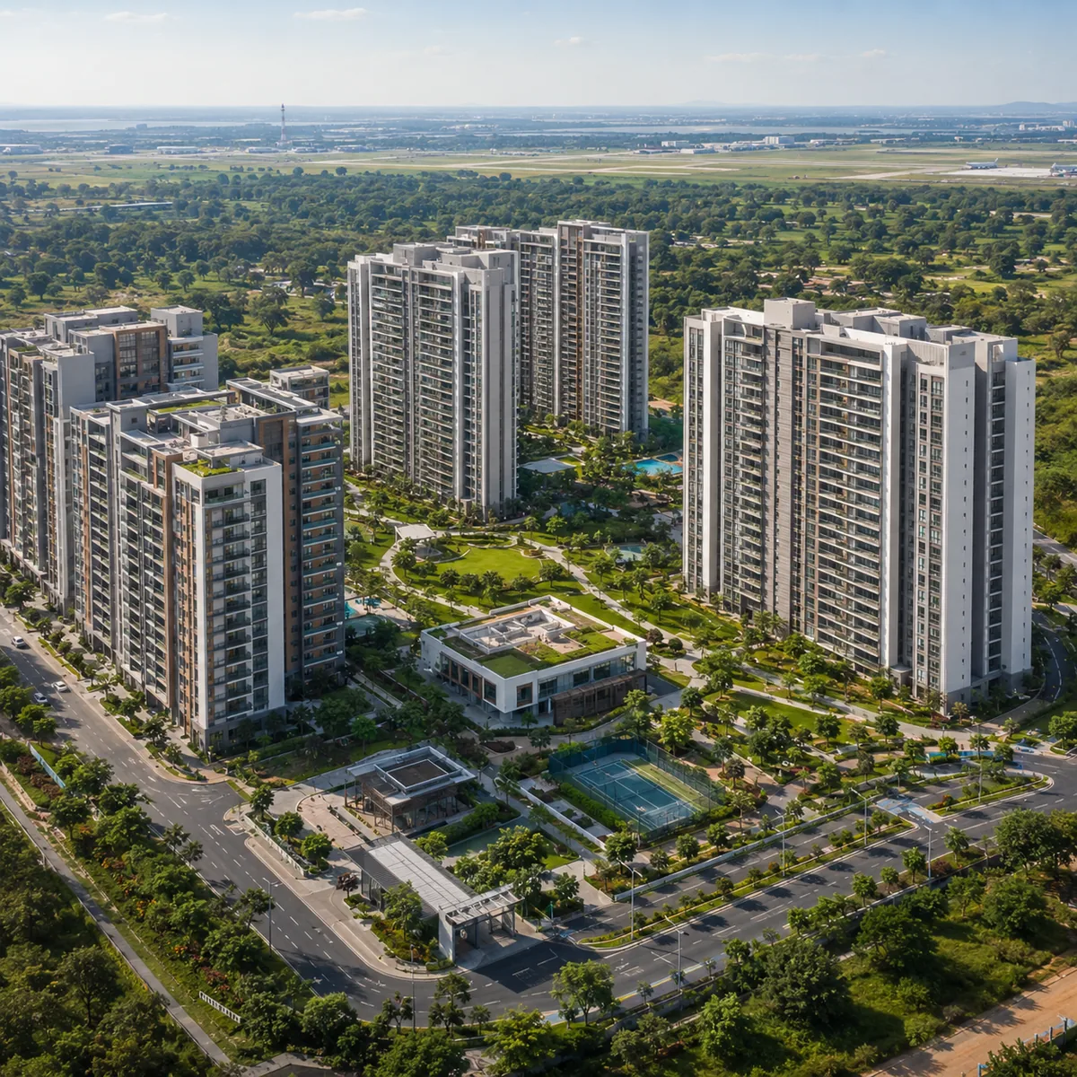 Purva Sanna Amanikere landscaped amenity deck and open spaces viewed from above